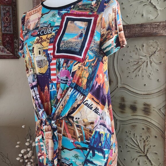 Desigual Phoebe Postcards Dress - Small - Picture 4 of 8